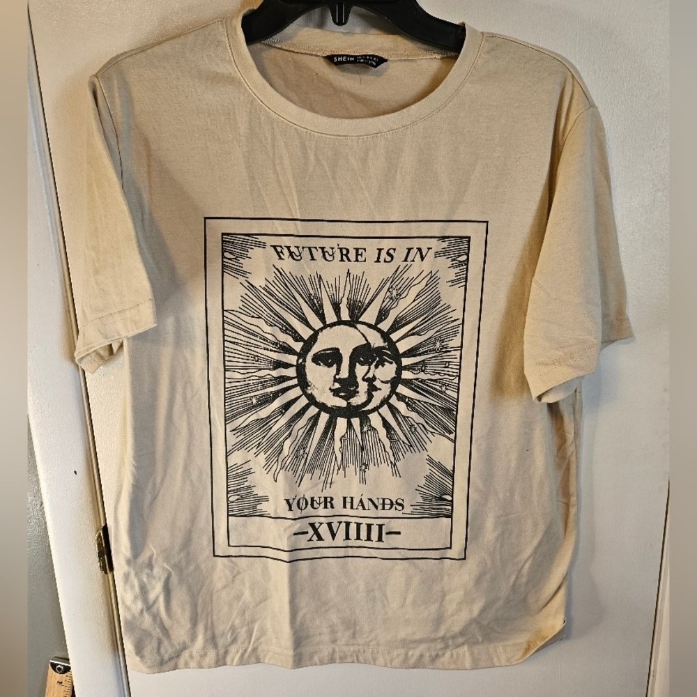 Shein Women's Size Medium T Shirt celestial Moon Vibe